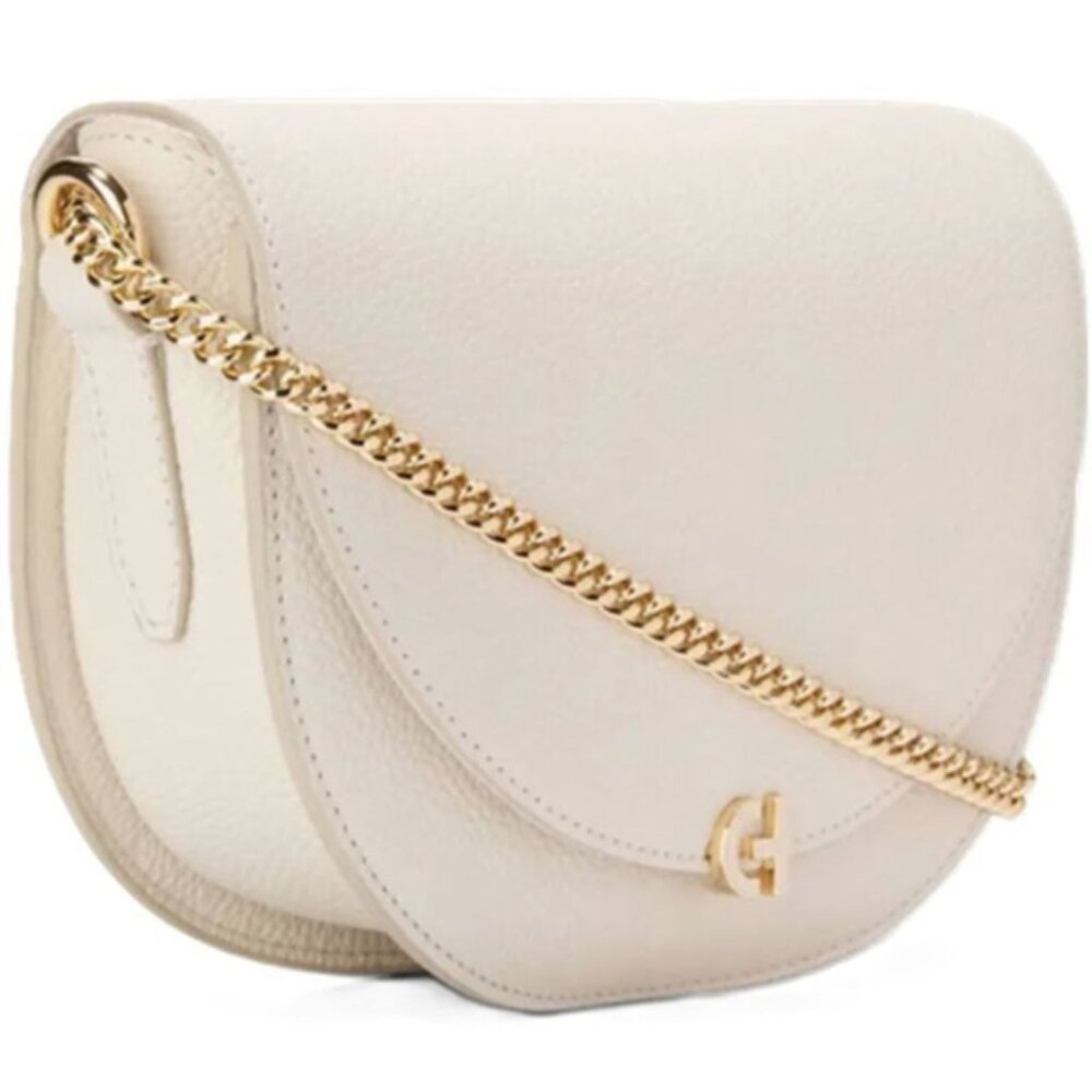 COLE HAAN Evie Chain Saddle Crossbody or Shoulder Bag in Ivory Color